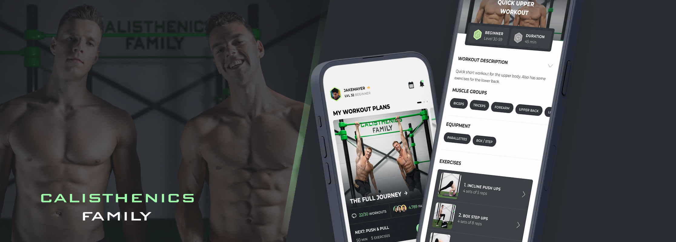 Calisthenics Family app: fitness community vol begeleiding en gamification