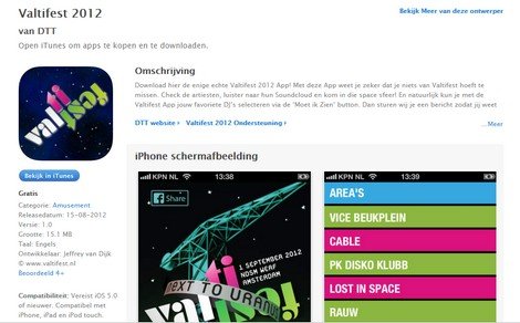 Valtifest 2012 in de App Store!