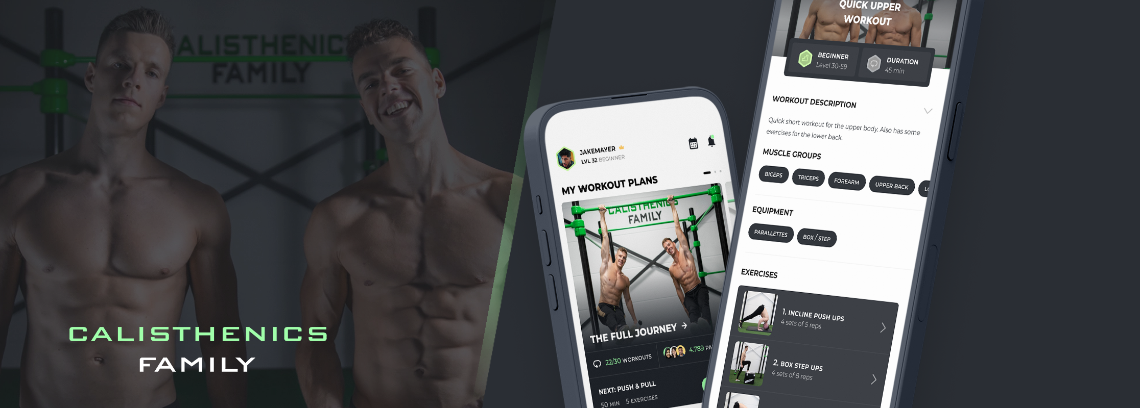 Calisthenics Family app: fitness community filled with guidance and gamification